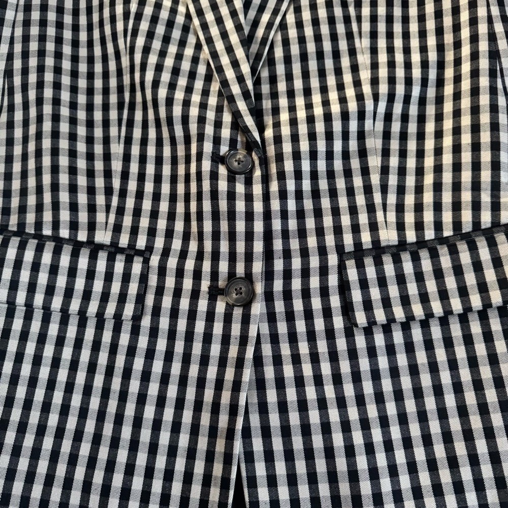 Everlane houndstooth checker black tan oversized TENCEL™ Lyocell cotton 0 new - Picture 8 of 15